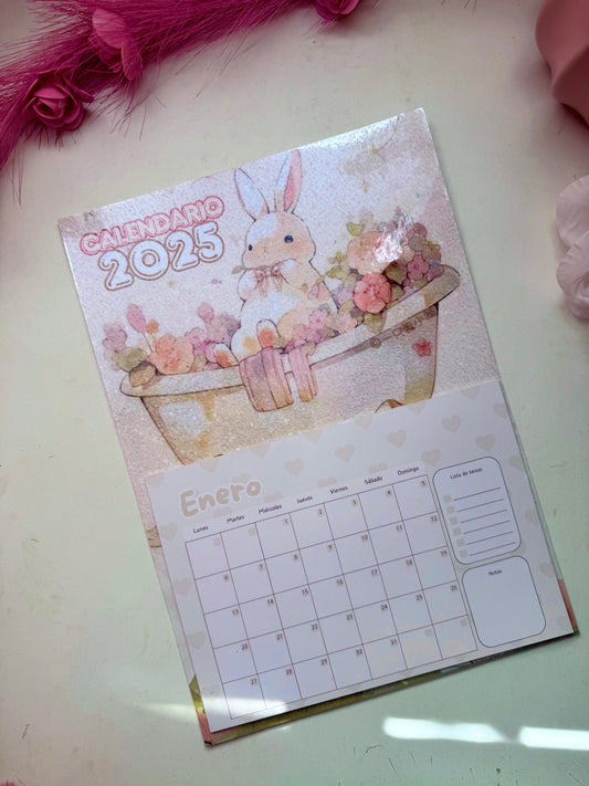 Calendario de pared conejo tina de baño