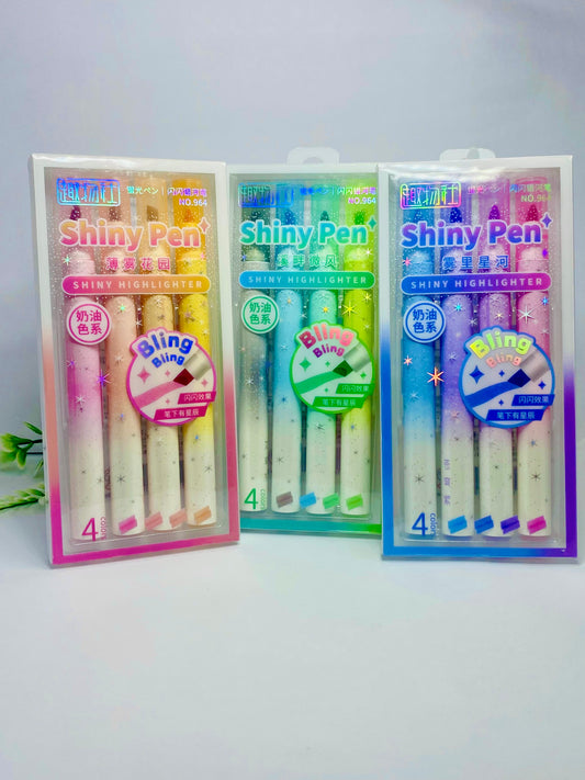 Destacador Fluorescente con Glitter 4 unidades