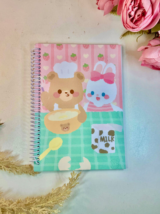 Libreta  mediana Cocina osito y conejita