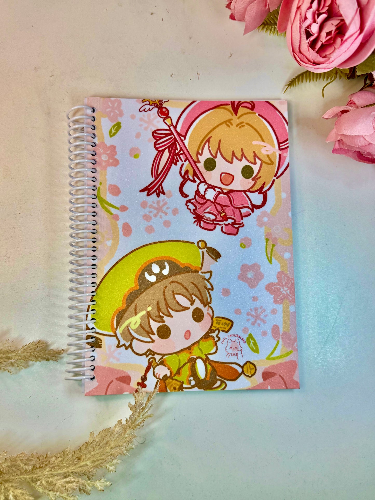 Libreta  mediana corazon Sakura y Lee