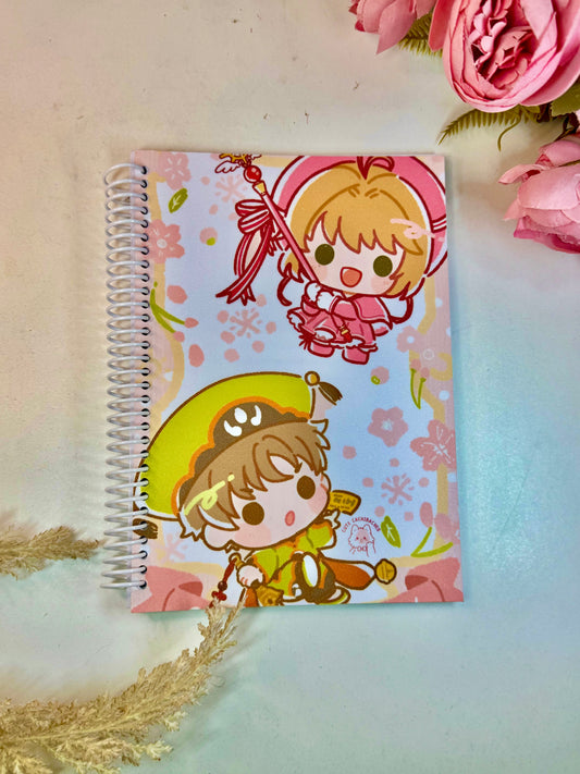 Libreta  mediana corazon Sakura y Lee
