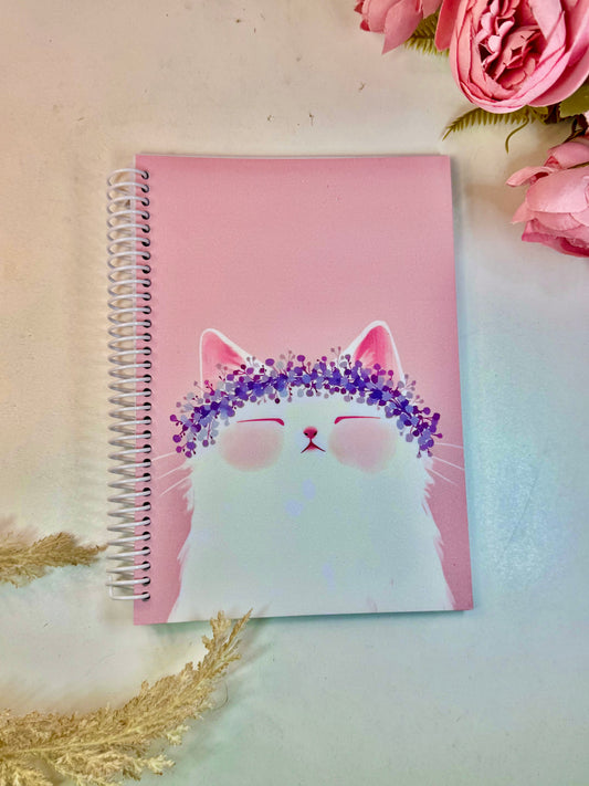 Libreta  mediana gatito corona de flores