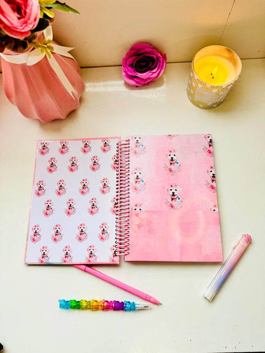 Cuaderno personalizado con la imagen de tu mascota, bolsillo doble con la imagen de tu mascota en patron