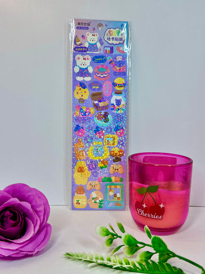 Láminas de Stickers Holográficos Cute